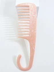 Cute Pink Hair Comb Marble Big Wide Tooth Comb Simple Texture Hairdressing Hairbrush Female Anti-static Detangler Brush Set