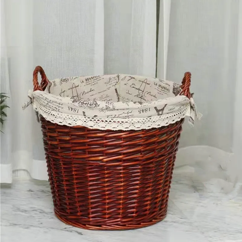 

Stylish Rattan Laundry Basket with Handles Woven Hamper for Clothes Storage Home Organization Storage Basket