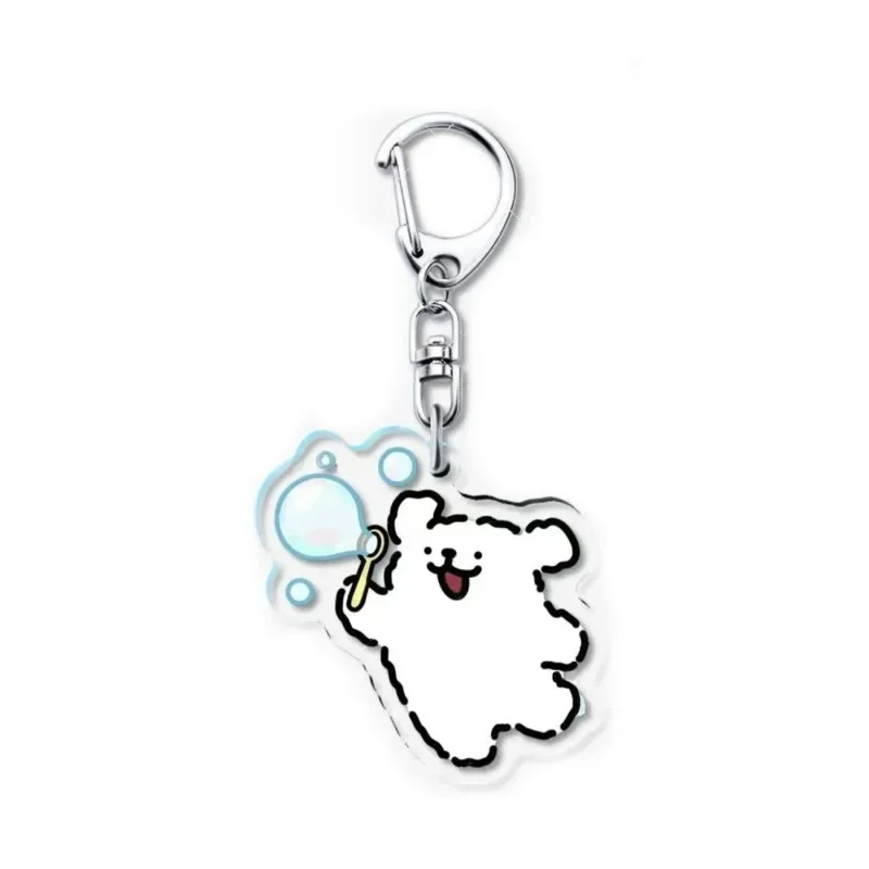 Cute Cartoon Bubble Line Puppy Acrylic Keychain Cute Dog Bag Hanging Pendant Couple Key Ring Backpack Ornament Decoration Gift