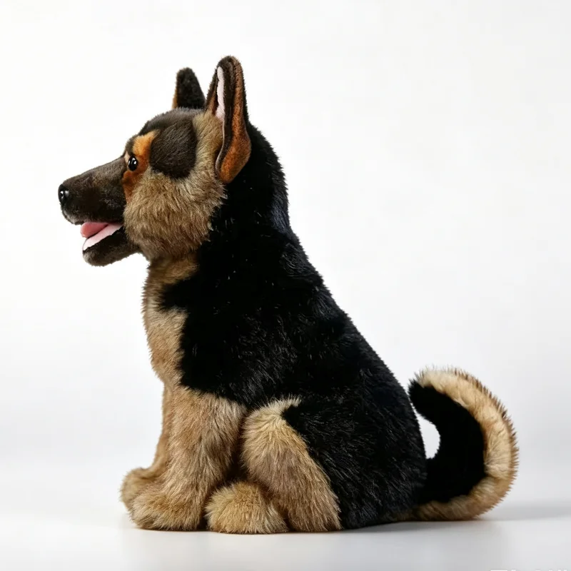 28cm Realistic German Shepherd Plush Toy Lifelike Alsatian Stuffed Dog Doll Super Soft Fluffy Puppy Plushie Decor Gift