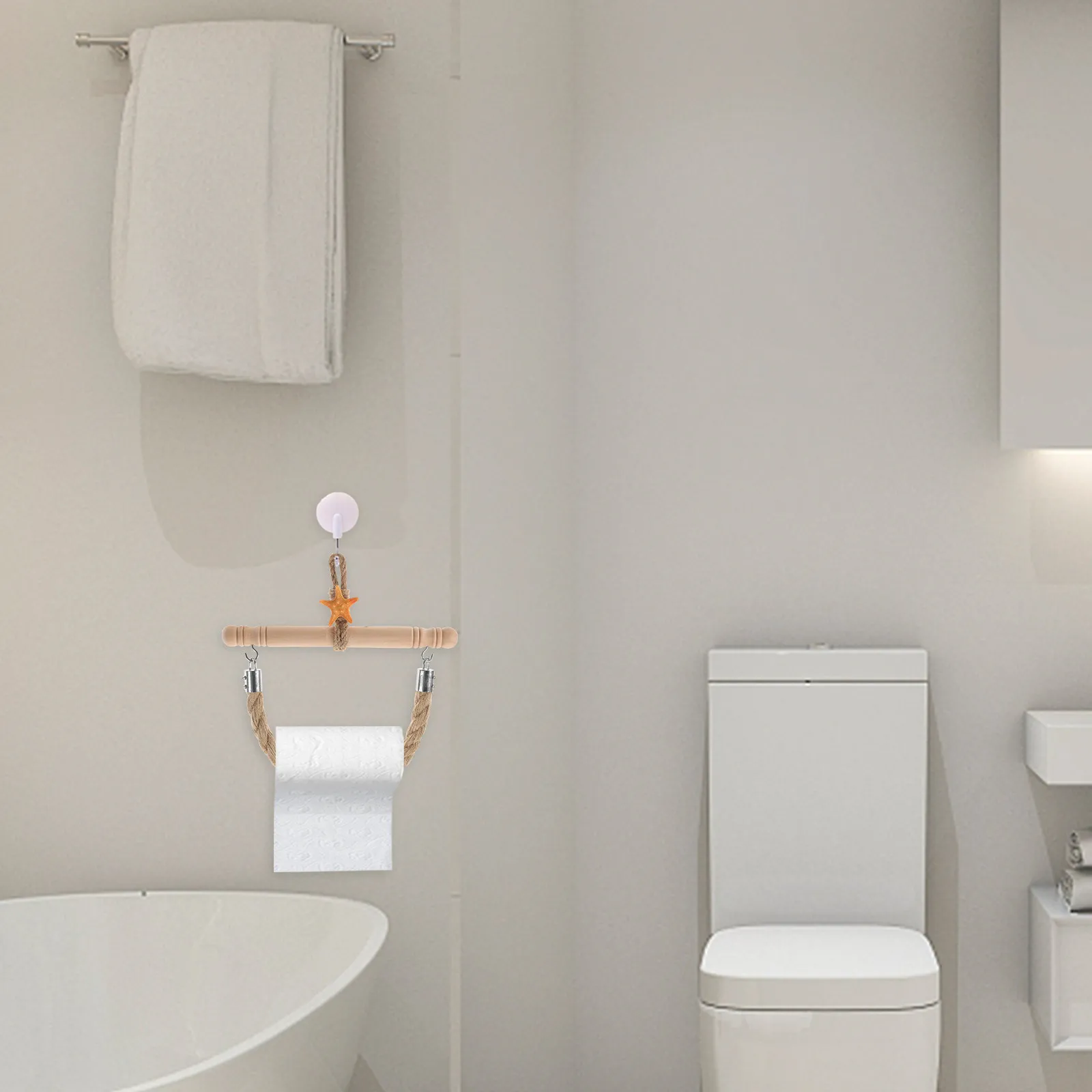 Nautical Rope Toilet Paper Holder Stylish Paper Holder with Lanyard for Easy Hanging Ideal for Bathroom Kitchen Home