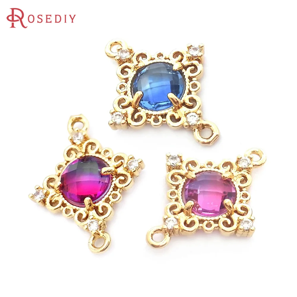 6PCS Brass 2 Holes Square Connect Charms Pendants Necklace Earrings Diy Jewelry Accessories Rosediy official-website