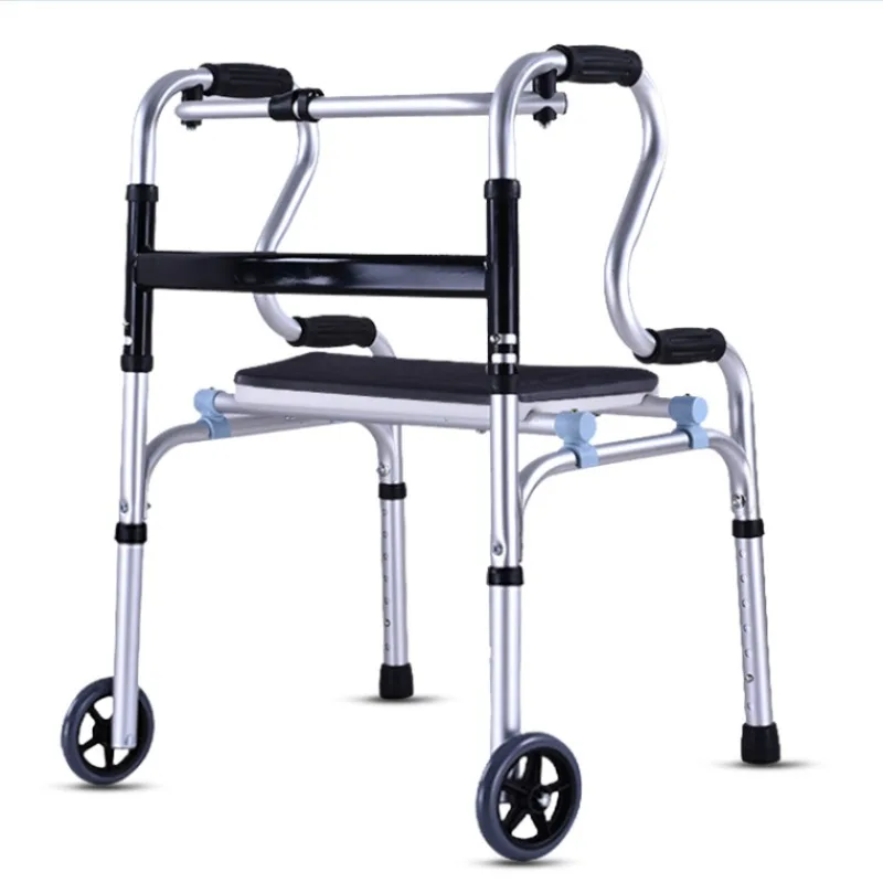 Elderly walker Disabled walker Rehabilitation with wheels with sitting aid Driving light foldable auxiliary walker