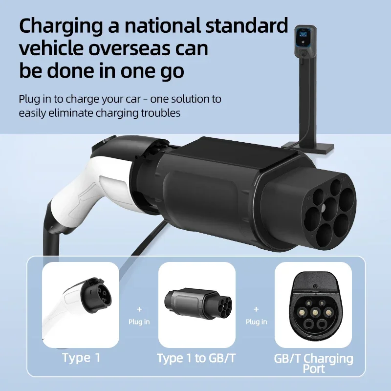 ROMADA 32A 7KW SAE J1772 Type1 إلى GBT20234/IEC62196 Type2 /Tesla NACS EV مهايئ شاحن موصل السيارة الكهربائية للشحن
