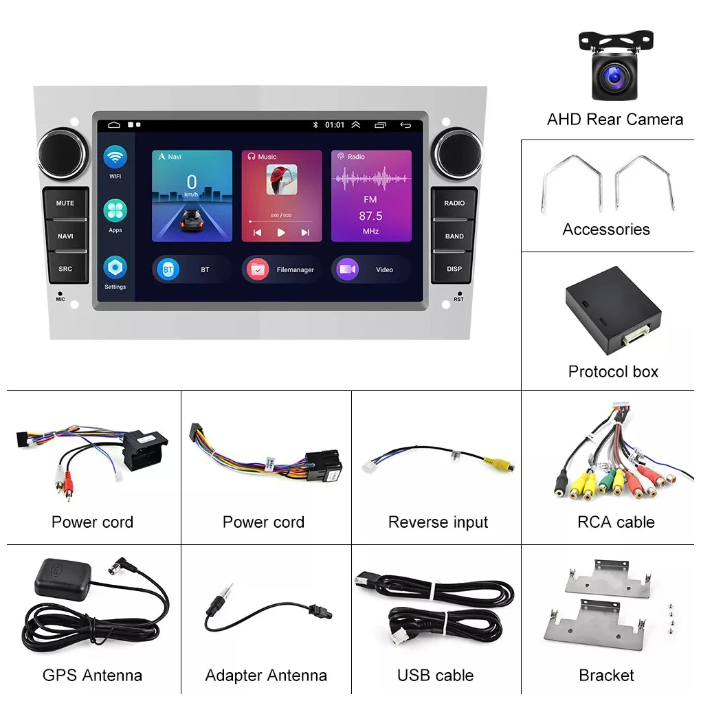 Black Clear Visuals With High Definition 1080P Car Radio Steering Wheel Learning Gray 2+64G