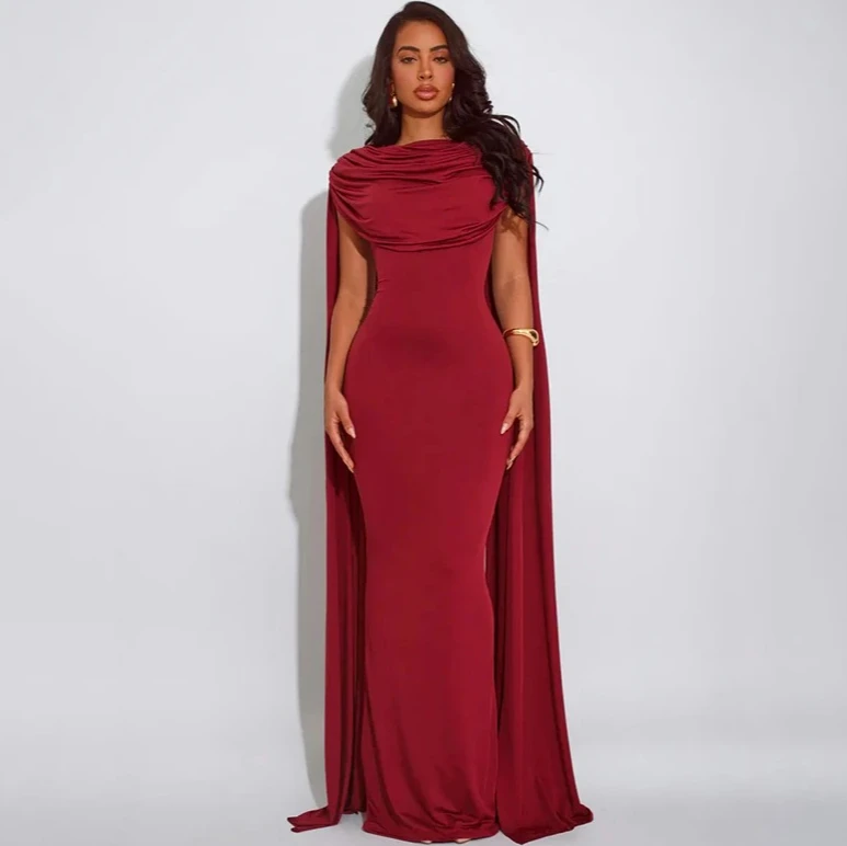 Dames nieuwe luxe prom gelegenheid avondjurk aankomst effen kleur elegant ingerichte mouwloze geplooide rugloze lange jurk