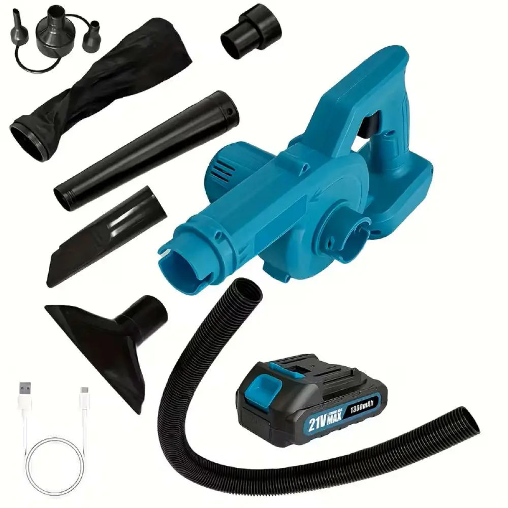 2-in-1 Cordless Leaf Blower & Vacuum Cleaner (1300mAh Battery) 21V Rechargeable Tool For Blowing & Dusting