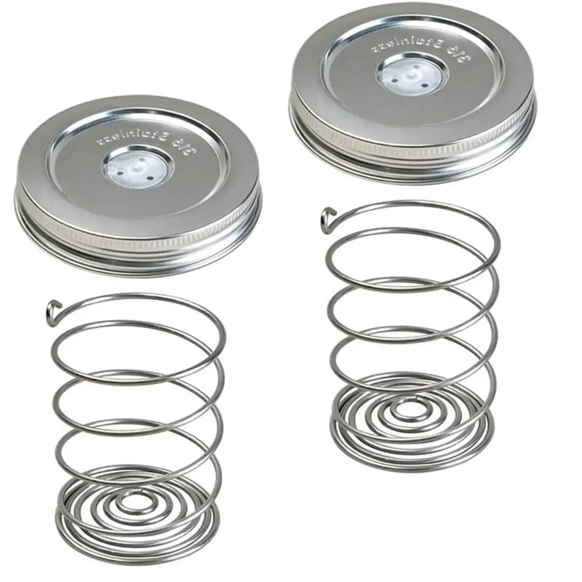 LUCK Stainless Steel Fermentation Lids Kit with Springs and Silicone Airlock for 16/24/32/64Oz Wide Mouth MasonJars