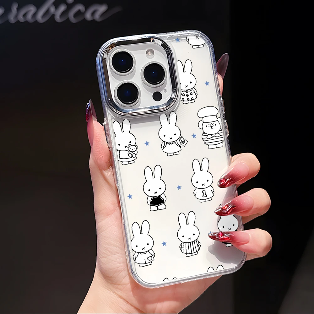 White Rabbit M-Miffies Handyhülle für iPhone 17 Air 16 16e 15 14 13 12 11 Pro Max X Xs XR 8 Plus Luxuriöse Transparente Abdeckung