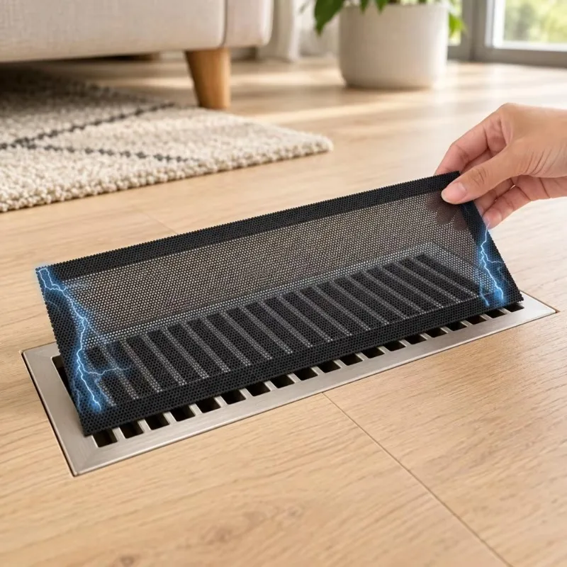 1/5PCS Dustproof Mesh Magnetic Floor Vent Cover Reusable PVC Air Vent Filter Screen Ceiling Air Conditioning HVAC Vent Register