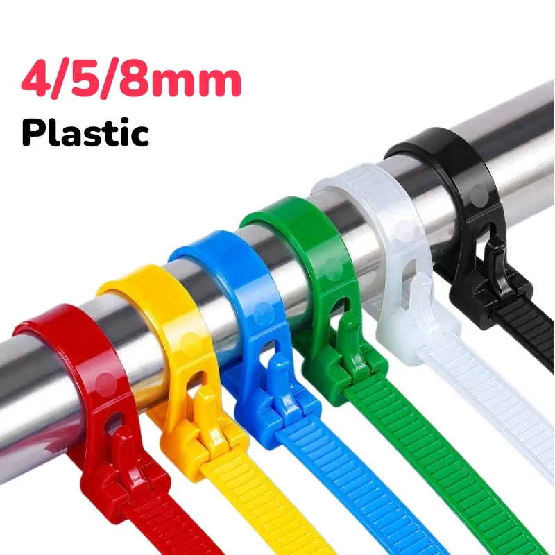 White/Black/Red/Yellow/Green/Blue Plastic Reusable Cable Ties Cable Lock Loop Nylon Ties Removable Recyclable