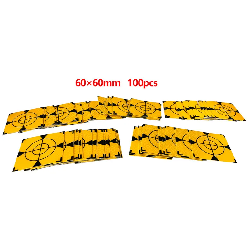 Imagem -05 - Folha Refletora para Levantamento Total da Estação Geografia Triângulo Amarelo Adesivo Reflexivo Tamanho 60x60 20 30 40 50 mm 100 Pcs