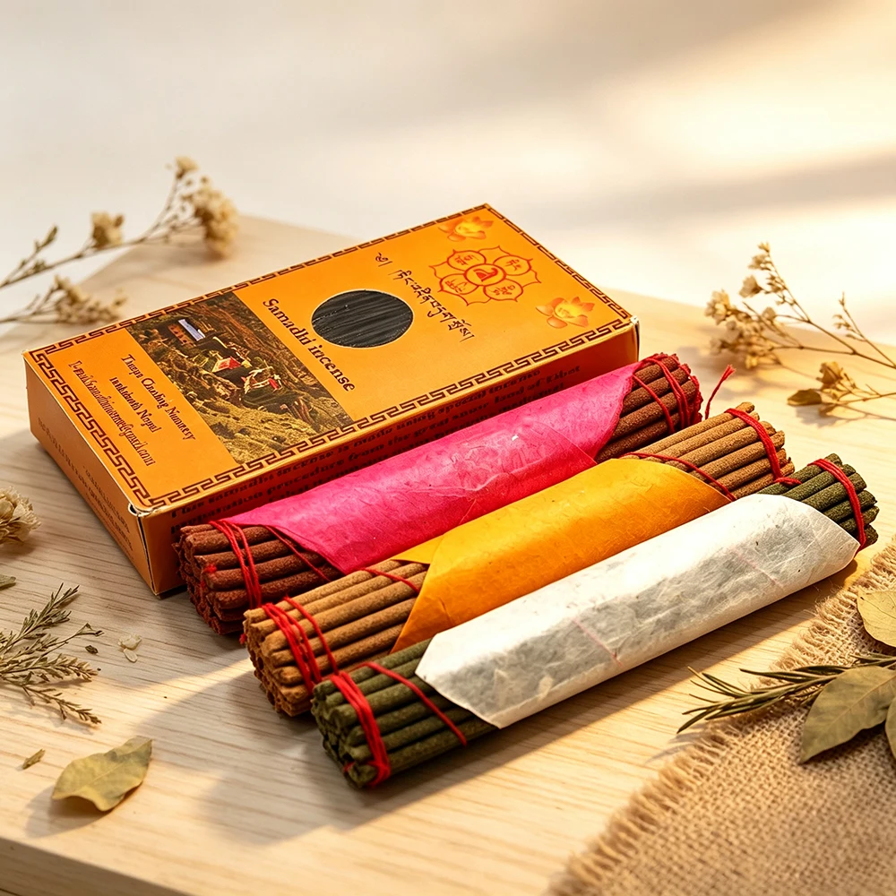Nepal Samadhi Herbal Incense Sticks, Handmade Himalayan Tibetan Incense, Purifying Devotional Incense for Prayer, 3 Bundles/Box