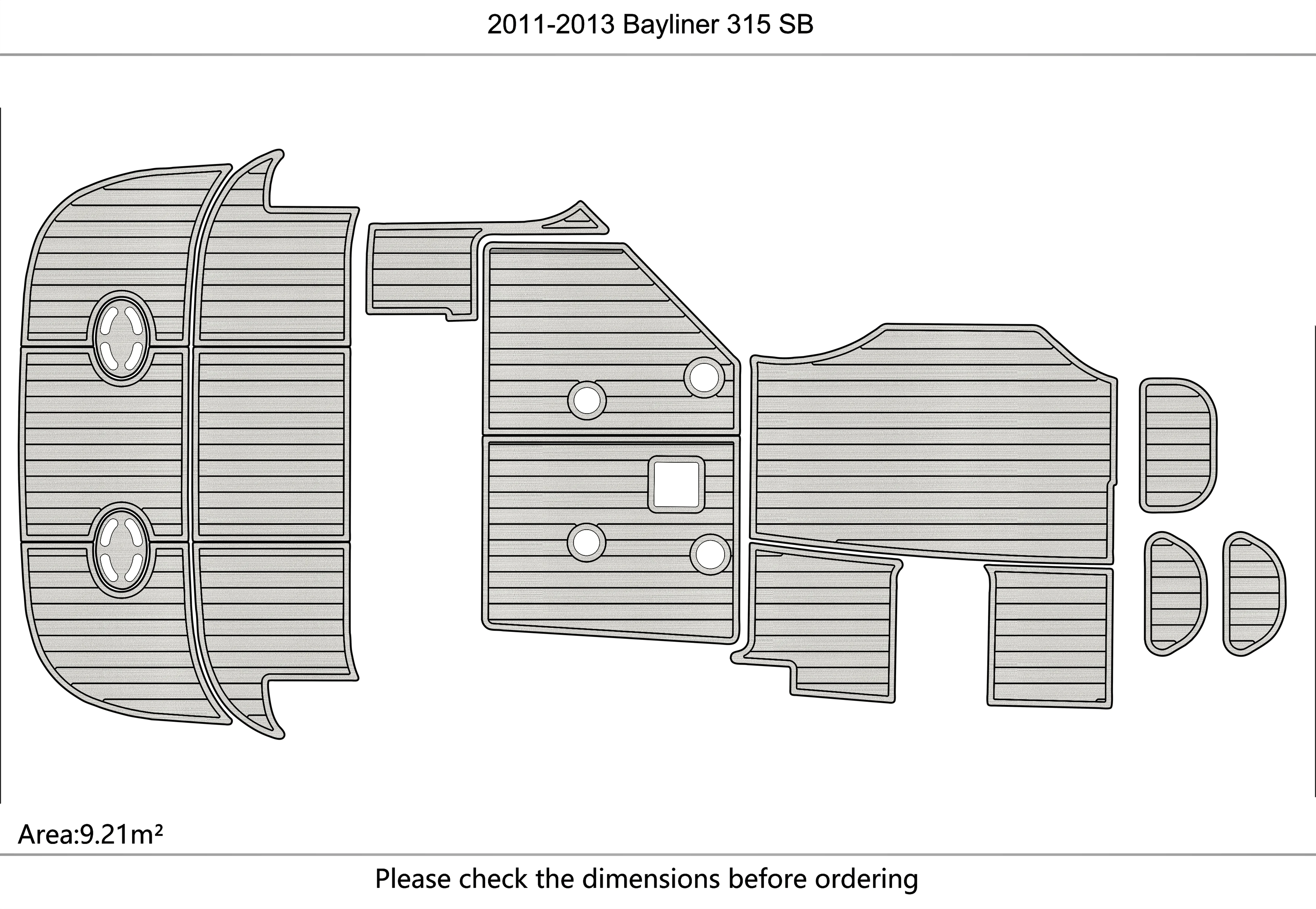 2011-2013 Bayliner 315 bow Cockpit swim platform 6mm EVA TEAK FLOOR Non-slip mat