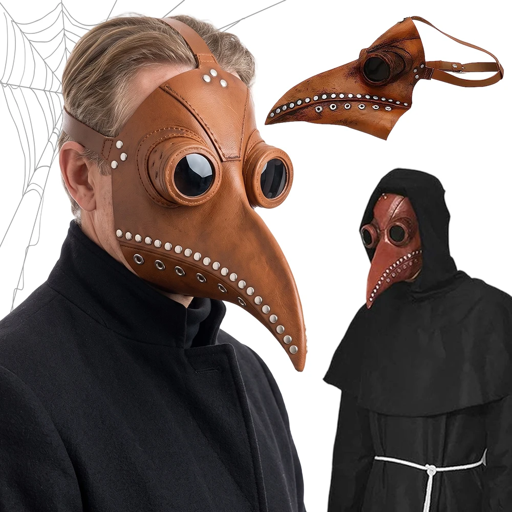 1 masque à bec d’oiseau avec longue visière, inspiré du masque des docteurs de la peste, avec bandeau réglable et décorations argentées, pour un effet plus réaliste, idéal pour les enfants et les adultes, pour les carnavals, les soirées costumées et les fêtes d’Halloween.