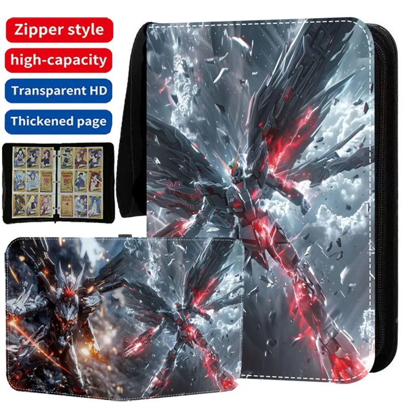 

900Pcs 4/9 Pocket Anime GUNDAM Card Binder Book Zipper PU Leather Cards Album Display Game Cards Collection Kids Toy Gift