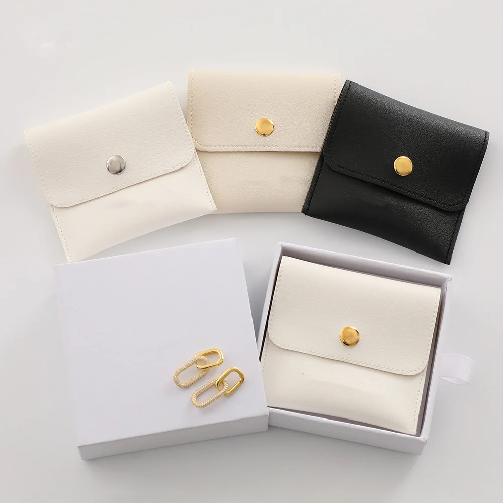 Imitation Leather PU Jewelry Bag For Earring Ring Necklace Packaging Pouches Small Business Wedding Favors Jewelry Packaging