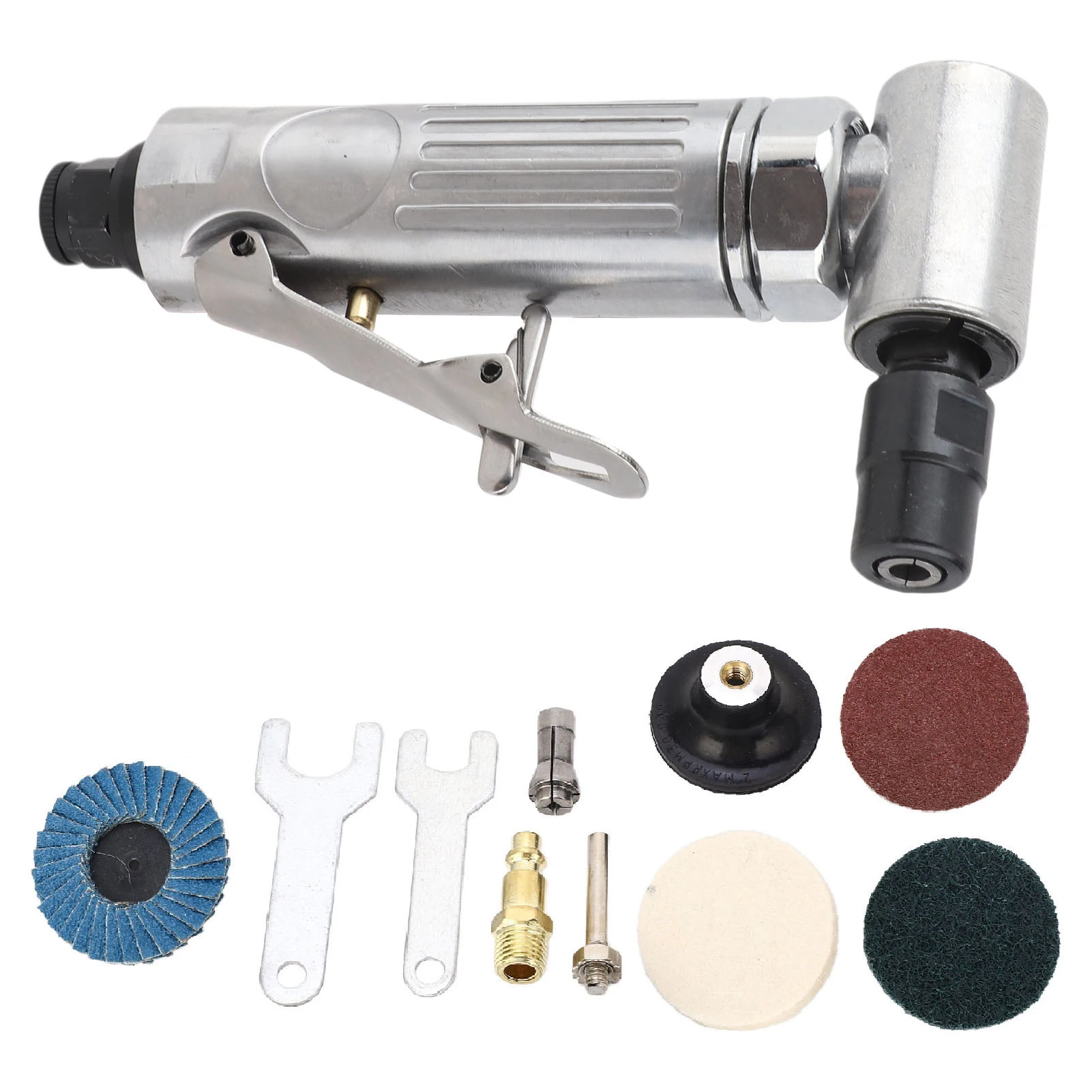 

Pneumatic Grinding Set Right Angle Air Die Grinder 0.3HP Motor 1/4 1/8 Chuck Adjustable Speed Right Angle Die Grinder