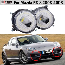 2 X LED Angel Eye Fog Light DRL For Mazda RX-8 RX8 2003 2004 2005 2006 2007 2008 30W Car Front Fog Lamp Daylight 8000LM