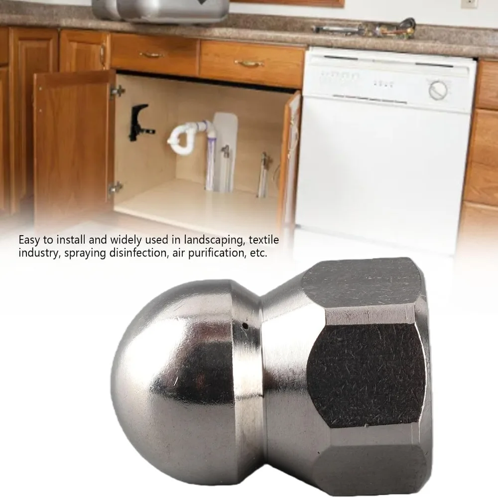 3/8 Inch Sewer Cleaning Nozzle Stainless Steel 1 Forward 6 Rear Jets High Pressure Washer Nozzle Wear Resistant