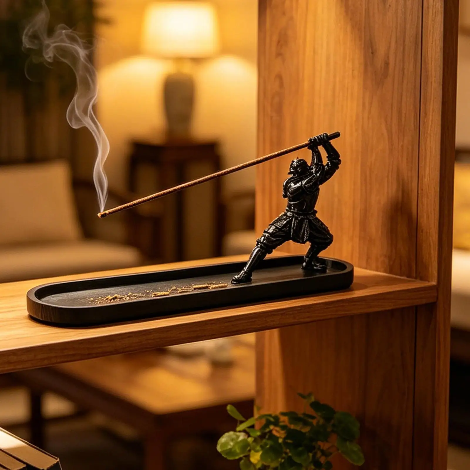 Unique Samurai Incense Burner Japanese Novelty Ash Catcher Incense Stick Burner For Home Living Room Bedroom Yoga Room Office