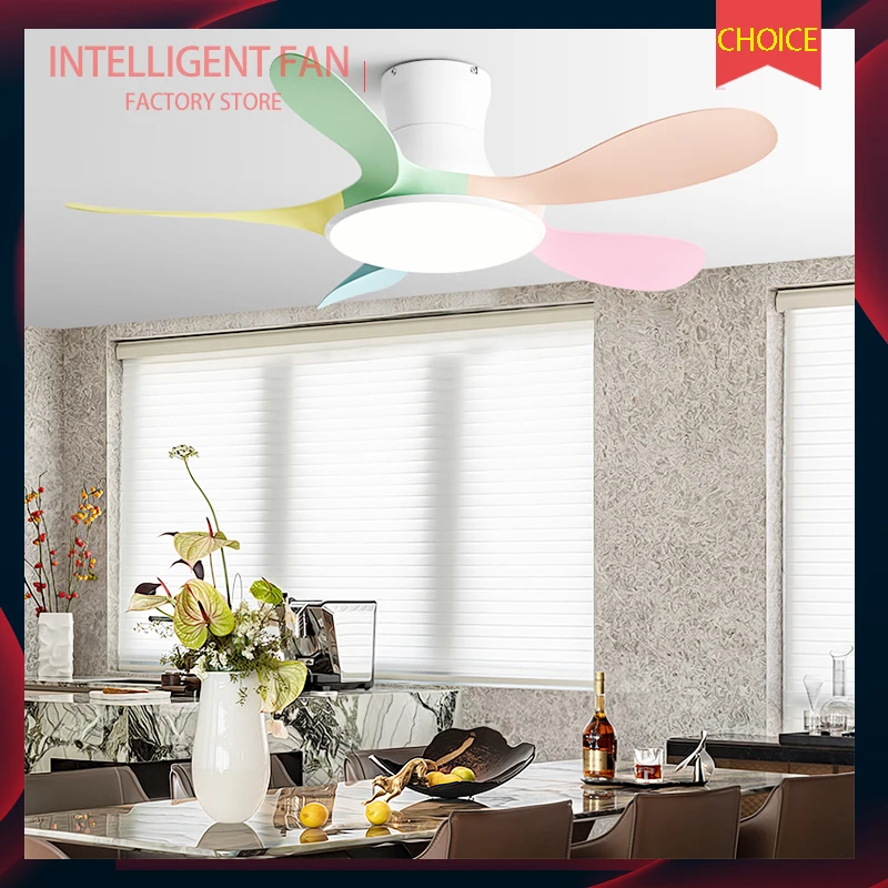 

Colorful Ceiling Fan Light with Replaceable LED Panel and Optional Remote Control, Quiet and Strong Wind, A Variety of Styles