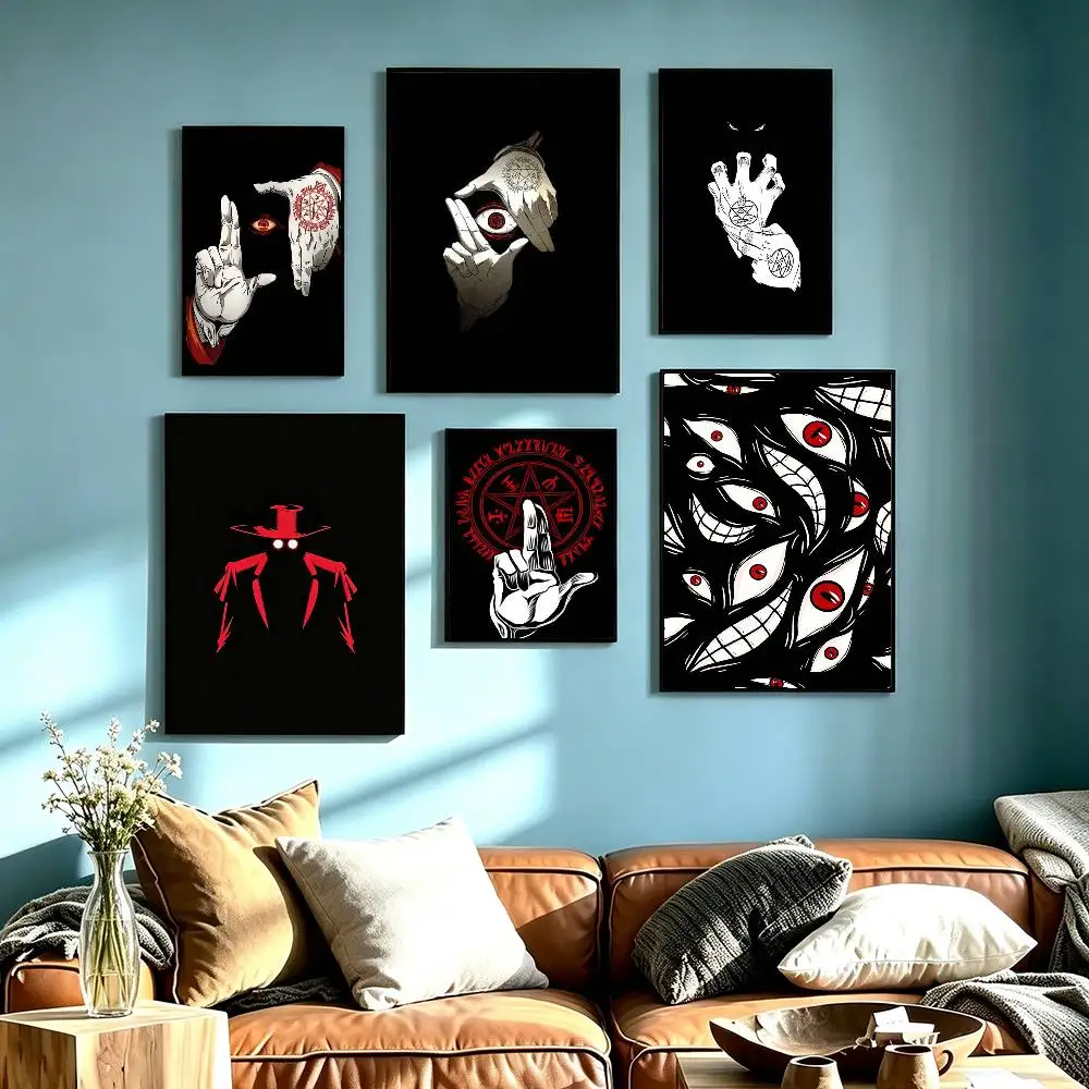 Cool H-Hellsing Ultimate Logo Poster Waterproof Wall Art Sticker For Bar Living Room Vintage Decor High Quality Print Gift