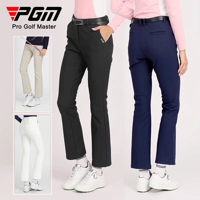 PGM Autumn Winter Women Golf Pants Thick Keep Warm Long Pant Flared Slim Golf Ball Pants Windproof Tennis Sweatpant Clothing