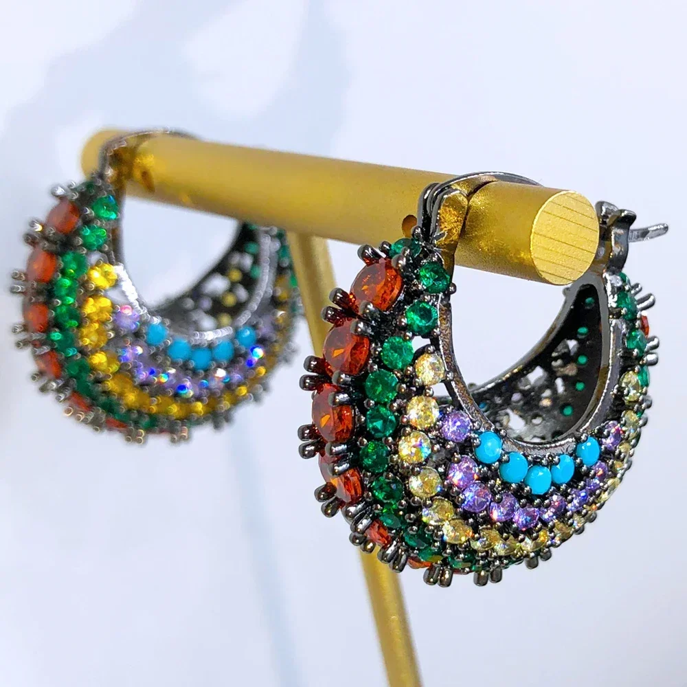 

Soramoore New Original Shiny Hoop Earrings Full Cubic Zirconia for Women Wedding Cute Summer Trendy Earrings High Quality