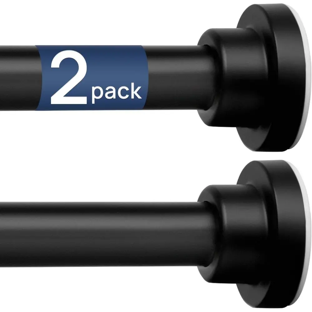 

Adjustable Tension Curtain Rods, 32-66 Inches, Matte Black, No Drill, 7/8 Diameter, for Shower, Window, Closet, Divider