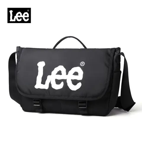 LEE Stylish Casual Unisex Flip Cover Crossbody Messenger Bag Black Simple Lightweight Waterproof Men Ipad Laptop Shoulder Bag