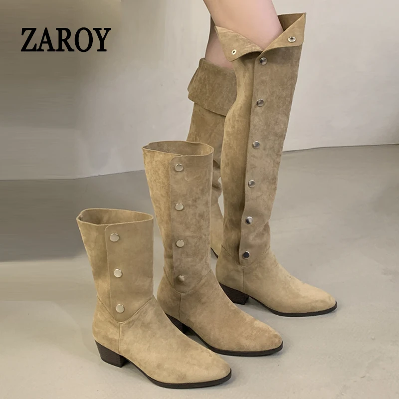 zaroy-cozy-women-boots-autumn-winter-soft-suede-button-up-boots-elegant-point-toe-square-low-heels-casual-modern-booties-сапоги