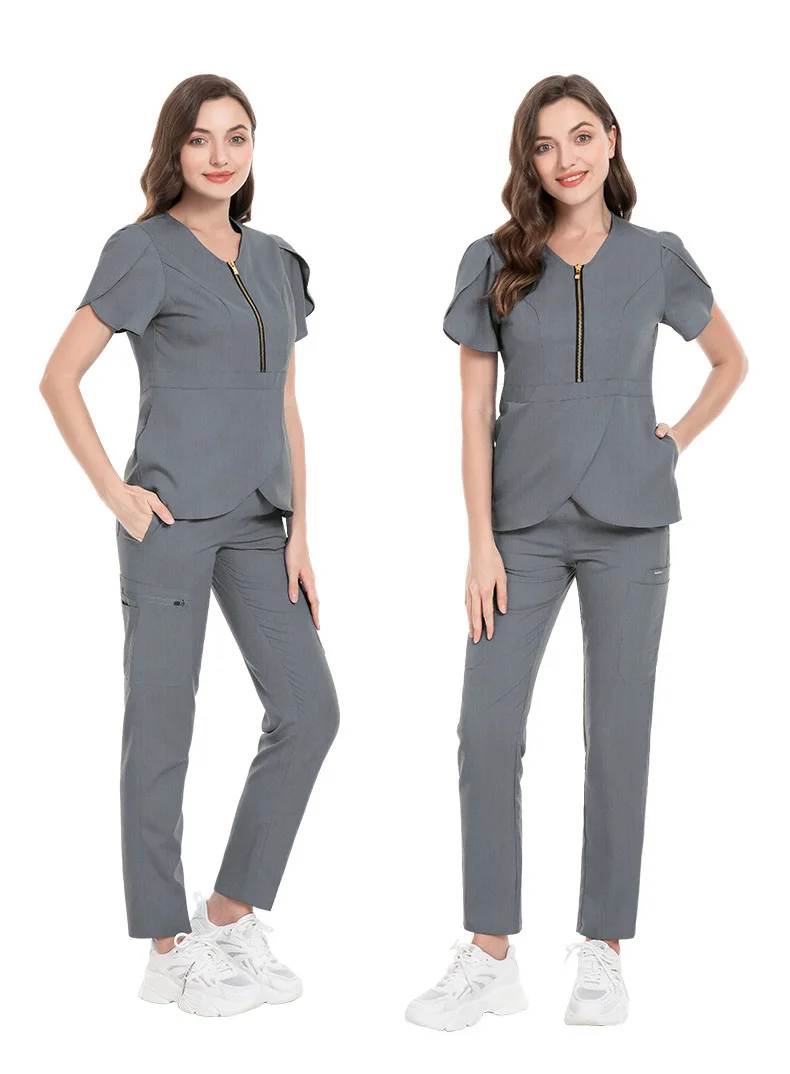 Women Wear Stylish Scrub Sets Fashion Medical Suits Hospital Uniform Tops Pant Beauty Salon Dental Cic Workwear Clothes Set