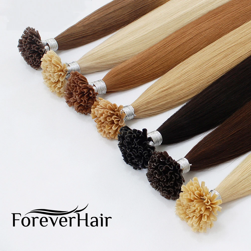 

FOREVER HAIR 0,8 г/с 16 дюймов 18 дюймов 20 дюймов 24 дюйма для наращивания волос Remy с U-образным кончиком, прямые предварительно склеенные волосы на кератиновых капсулах, цвета Fusion