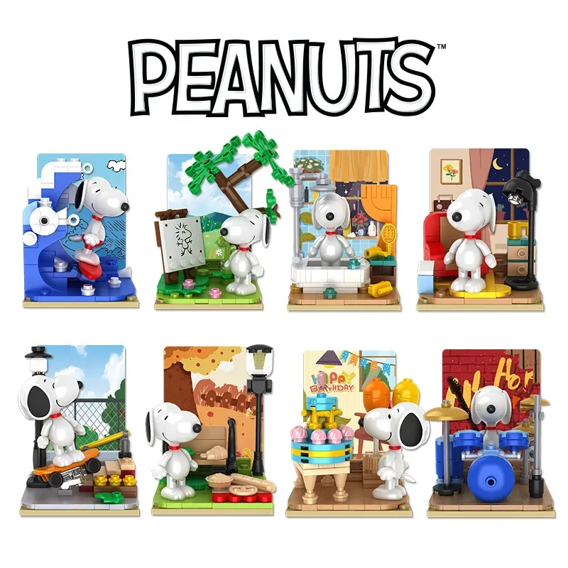 Anime Snoopy Building Blocks Puzzle Box Cartoon Plastic Building Blocks Children's Educational Christmas Gift Toys