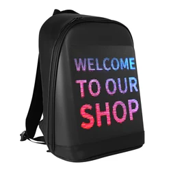 Women Men LED Display Screen Walking Advertising Backpack School Laptop Bags