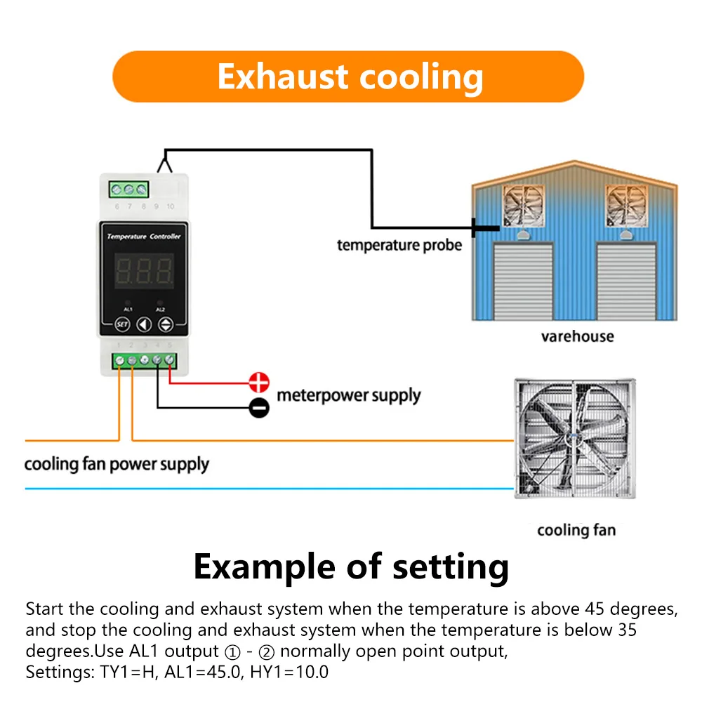 AC100V-240V/DC8V-24V Din Rail Thermostat 2 Way Relay Output Digital Temperature Alarm Controller Cooling Heating Switch