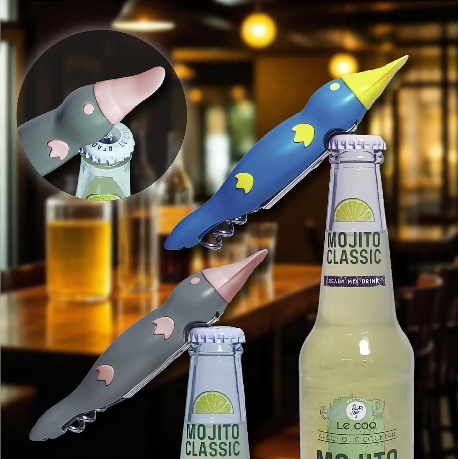 

2PC Platypus Multi-Function Bottle Opener-Magnetic Fridge Tool with Can and Premium Wine Opene and Beer