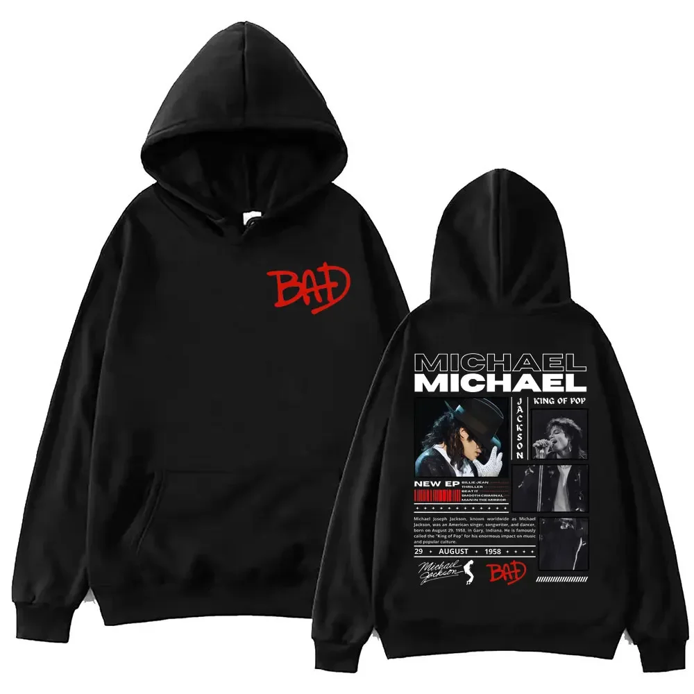 90's Rock Singer Michael Jackson Merch Hoodies Fashion Vintage Hooded Sweatshirts Men Women Casual Loose Pullovers Streetwear