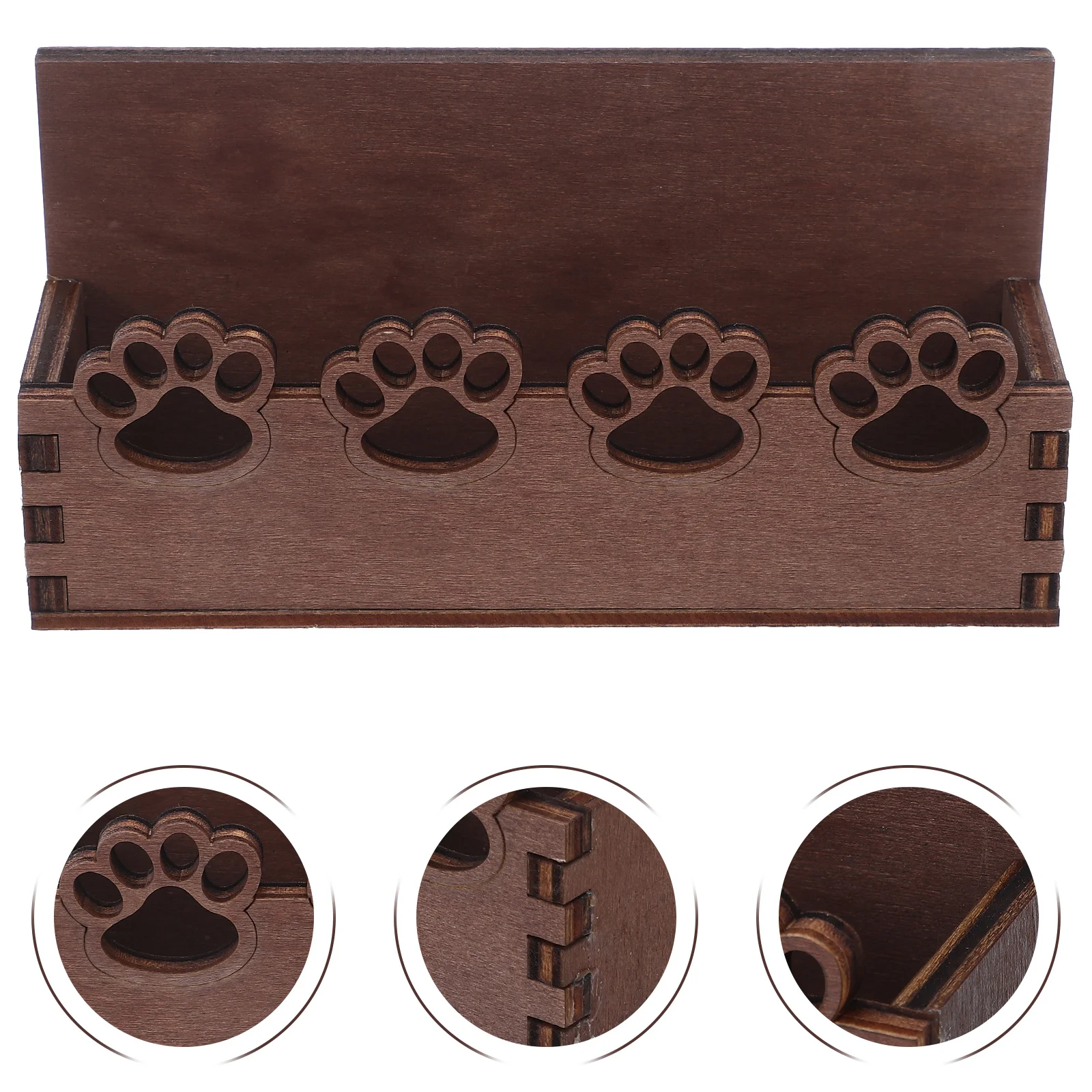 2 قطعة خشبية القط باو حامل بطاقة الأعمال ريفي منظم مكتب مكتب اسم بطاقة عرض موقف منظم سطح المكتب