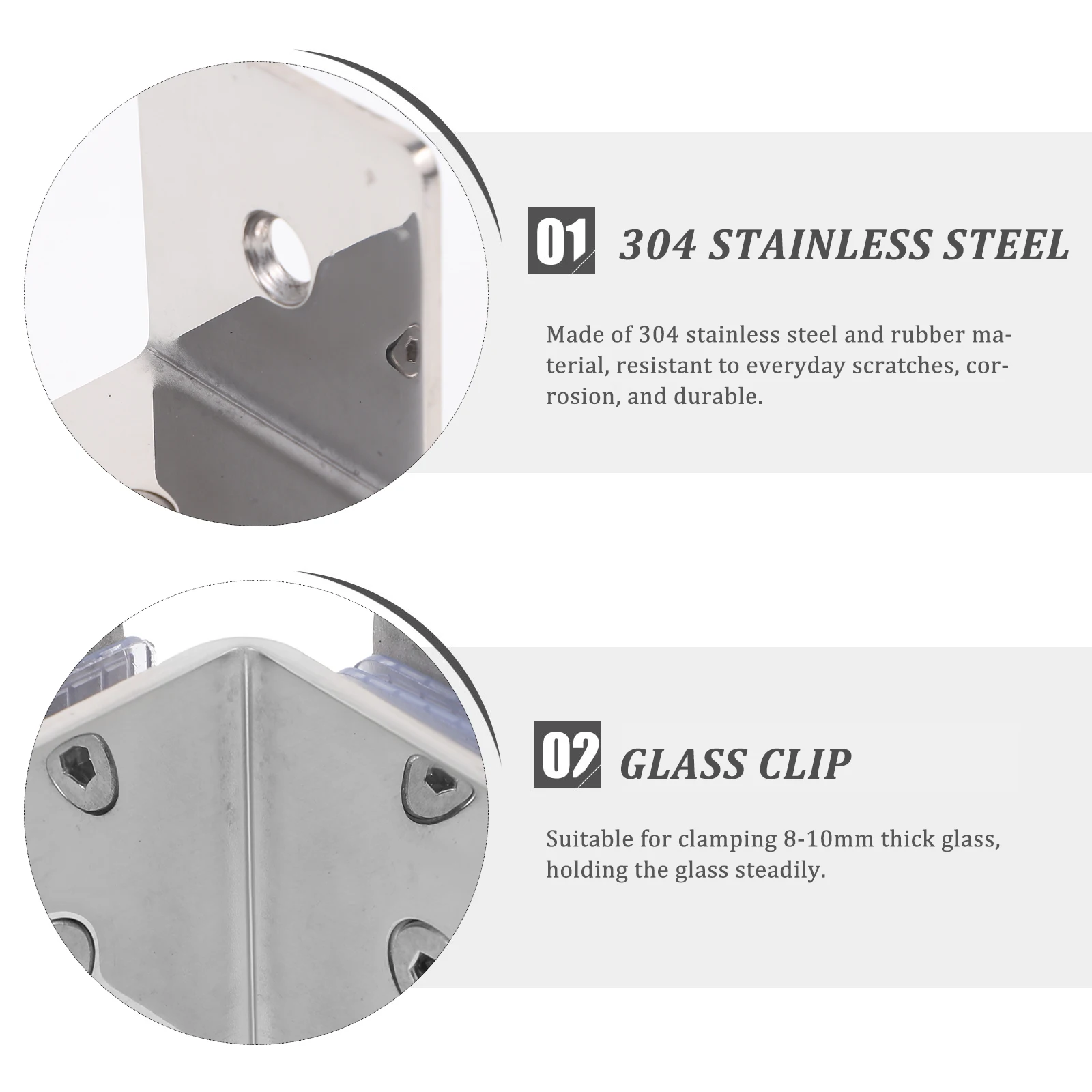 

90 Degree Railing To Clamp For Balustrade Pool Fence 8-10Mm 304 Stainless Steel Rubber Gasket Frameless Fixation Support Bracket