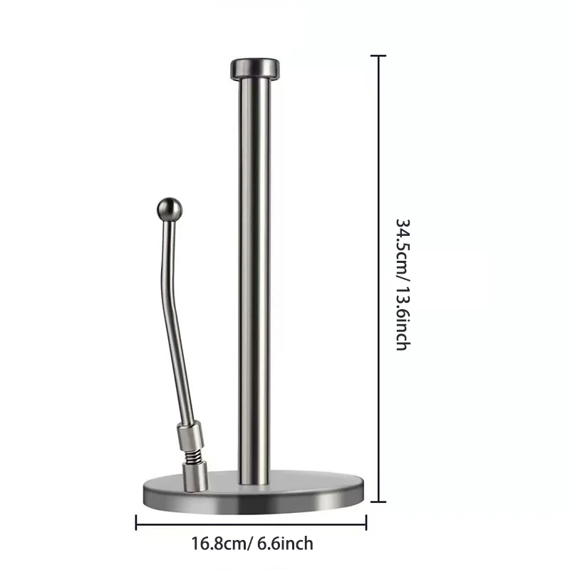 Stainless Steel Spring Paper Towel Holder, Bathroom Kitchen Stand-Up Napkin Dispenser, Restaurant Roll Paper Storage Rack