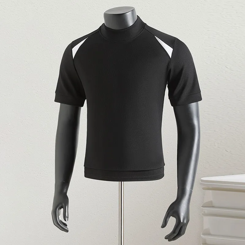 2026 Lyocell Short Sleeve T-shirt for Men Summer Fashion Versatile Contrasting Color Men's T-shirt Casual Business Base Shirt