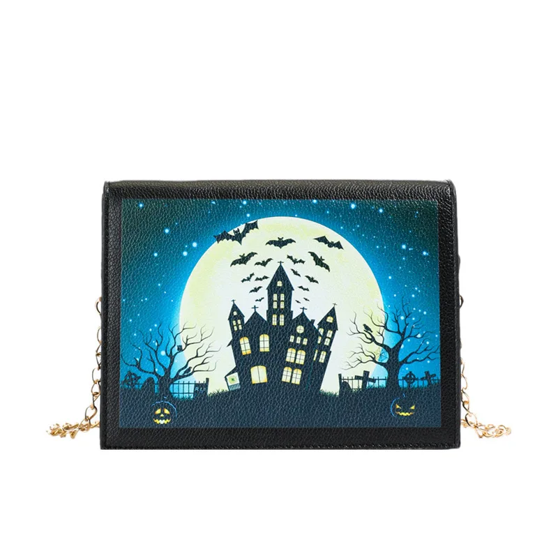 

Ghost Motif Mini Square Bag Women Magnetic Snap Crossbody Purse Halloween Glow Pocket Portable Tech Night Out Essential​