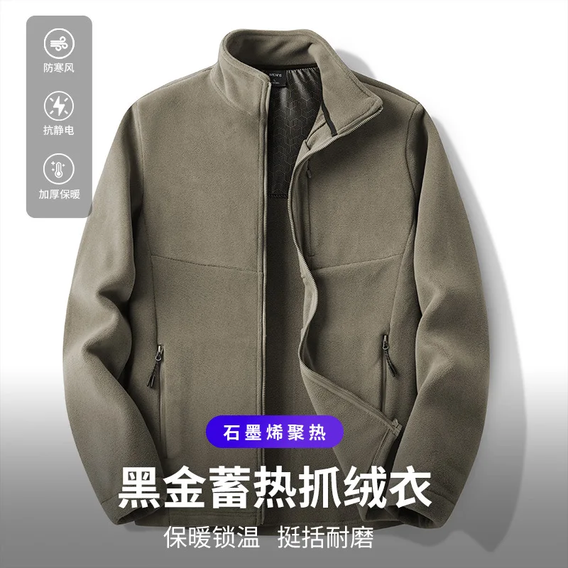 

25 Winter New Austrian Fleece Coat Women's Thickened Warm Stormtrooper Jacket Inner Collar Windproof Fleece Jacket Men's Solid C