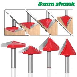 CNC 엔드 밀 라우터 비트, 목재 텅스텐 목공 밀링 커터용, 60 도, 90 도, 120/150 도, 8mm 3D V 조각 비트, 1 개