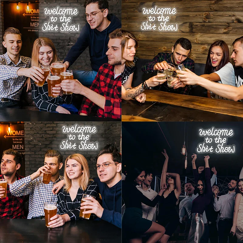 쇼에 오신 것을 환영합니다 네온 사인 벽 장식용 재미있는 LED 네온 조명 집 문 남성 공간 파티 침실 네온 사인