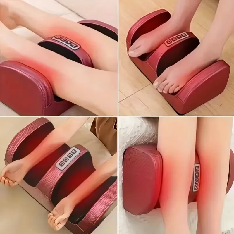 Electric Heating Foot Massager Shiatsu Kneading Calf Roller Muscle Vibrator Heating Therapy Relief Foot Fatigue Relax Hands Feet