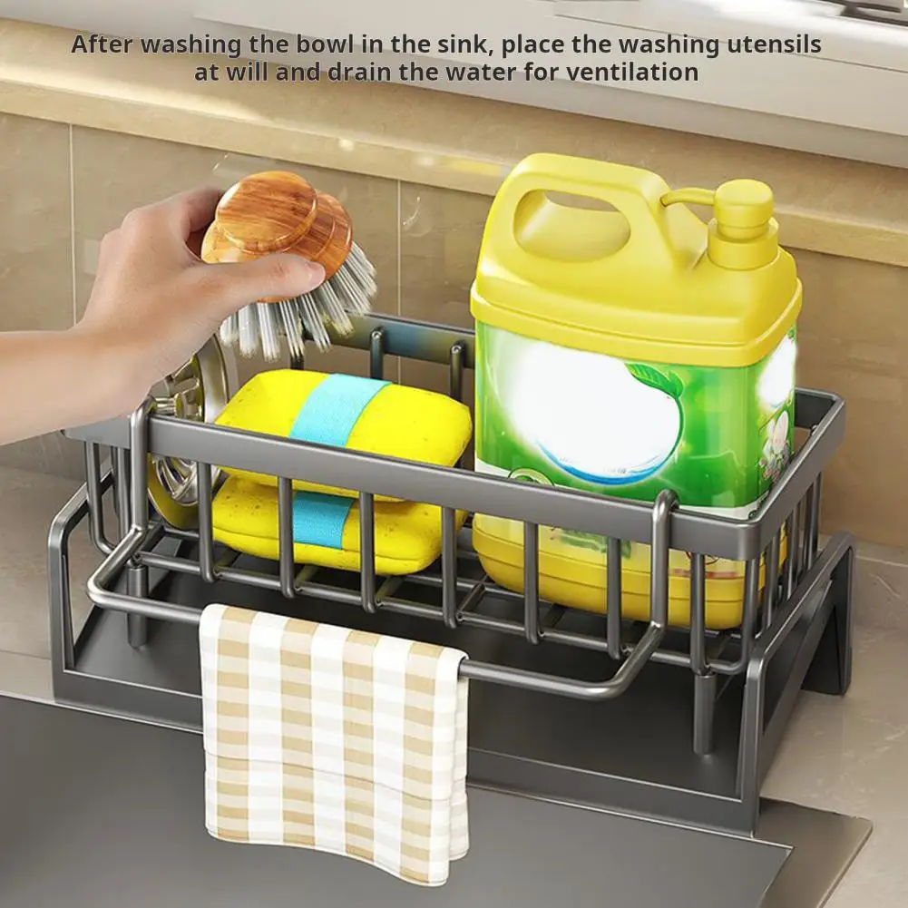 Narrow Space Utilization Rack Kitchen Sink Dish Drying Rack with Tilted Water Tray for Countertop for Dishes for Kitchen