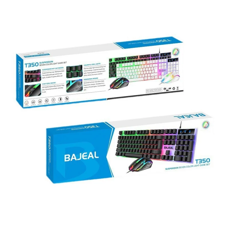 BAJEAL T350WiredusbLuminous E-Sports Gaming Keyboard and Mouse Set with Mechanical Feel and Backlight